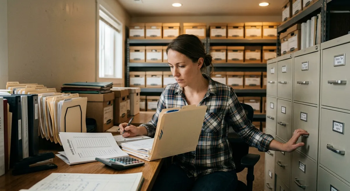 Payroll and Idaho sales-tax records organized for a retention review