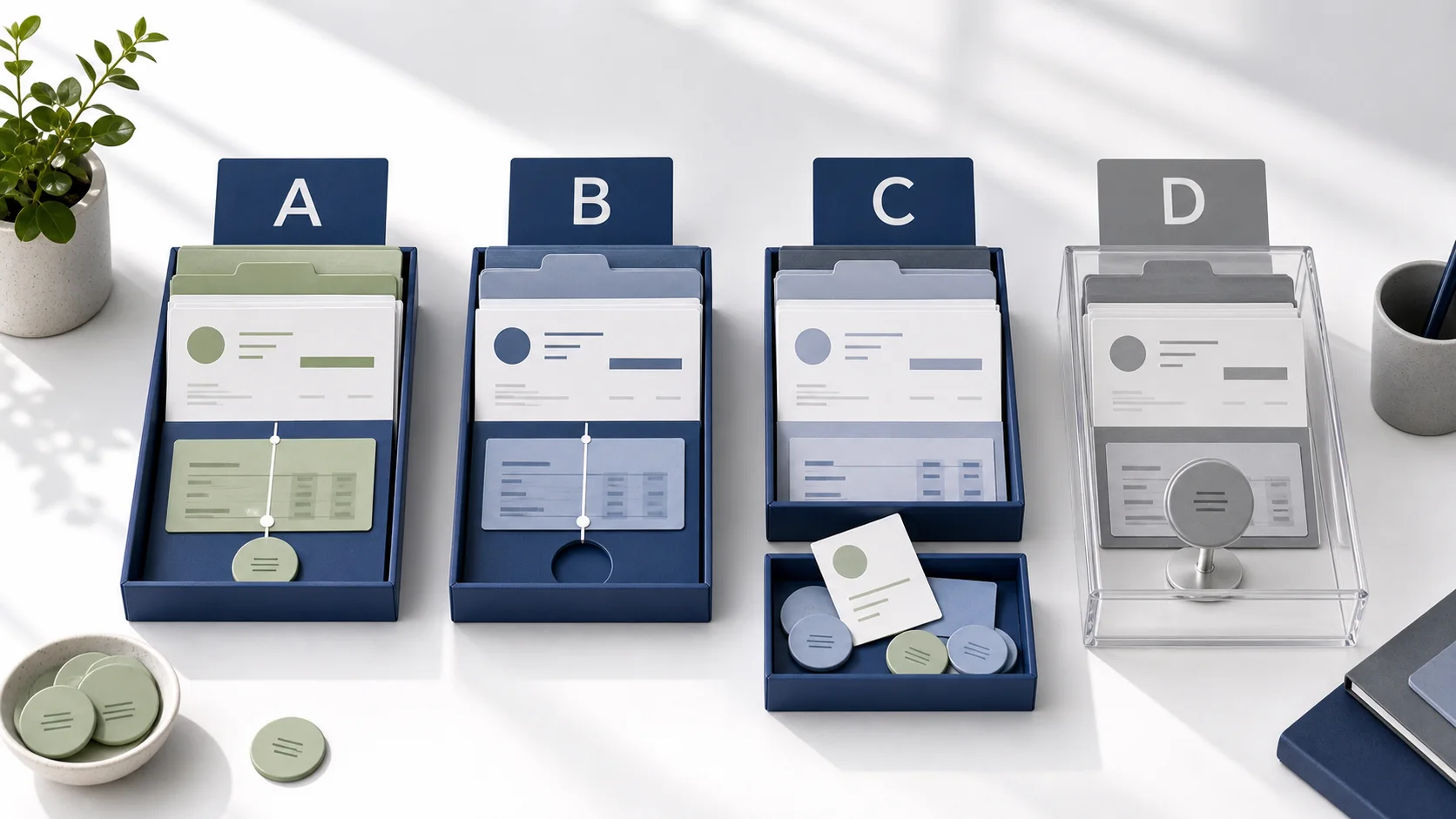 Four evidence bundles progressing from complete support to a stop-and-review condition