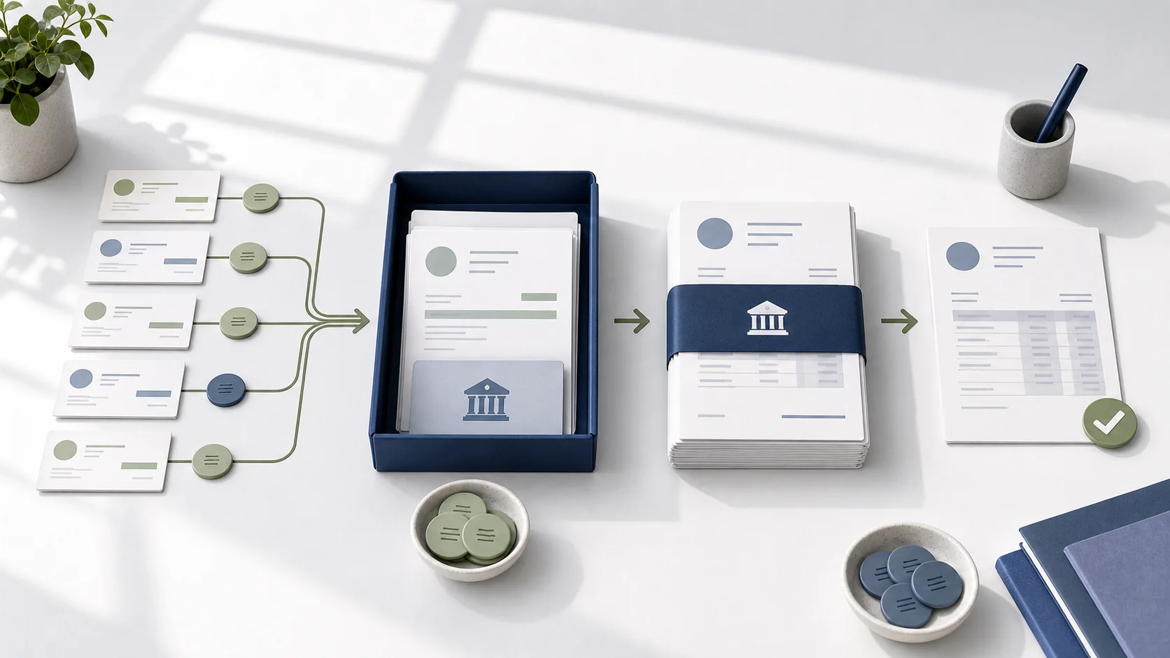 Customer payment records grouped into one supported bank deposit and matched to a statement