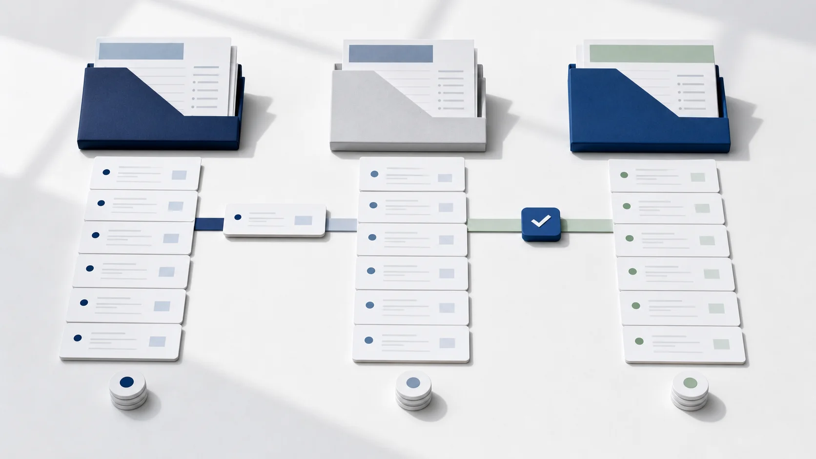 Bank activity, posted register records, and reconciliation status shown as separate accounting layers
