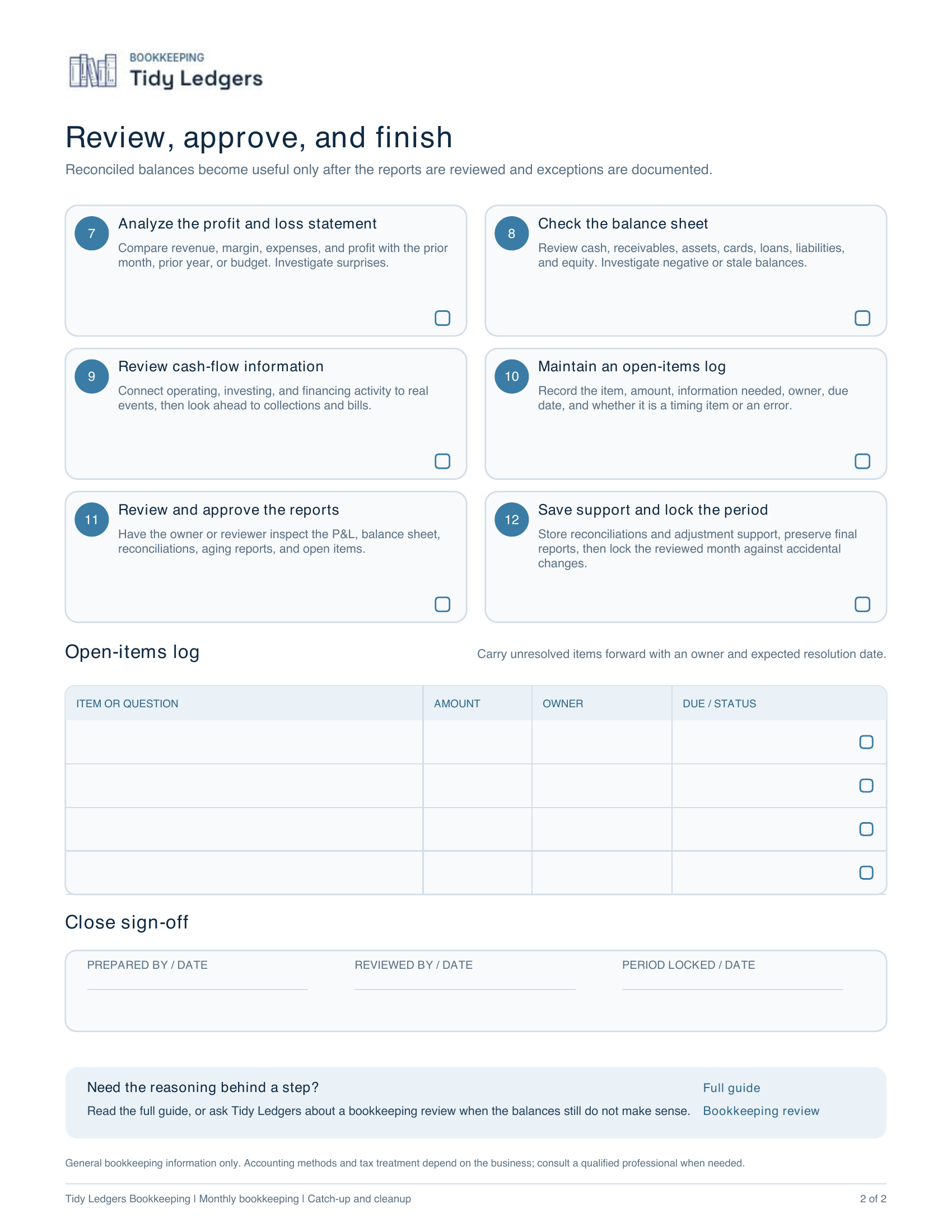Month-end bookkeeping checklist, page 2 of 2